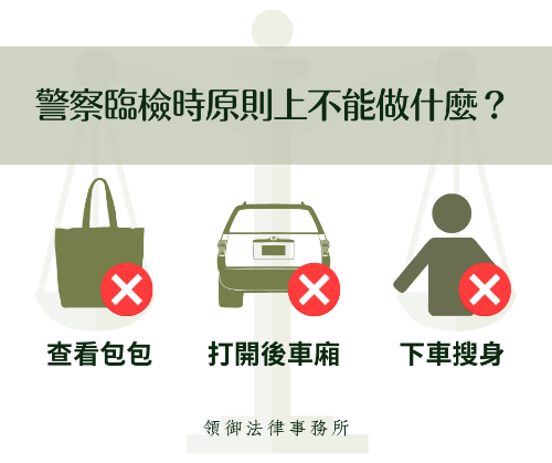 警察臨檢時原則上不能查看包包、打開後車廂、下車搜身